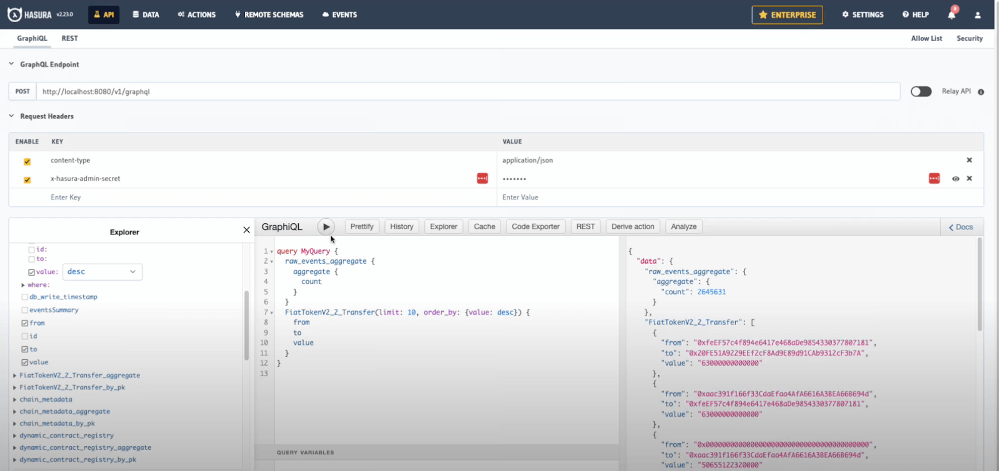 Query results